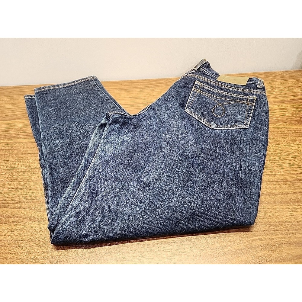 Calvin Klein Women's Omega Rinse Wash‎ Blue Denim Sz 14 Jeans 100% Cotton ~ VG